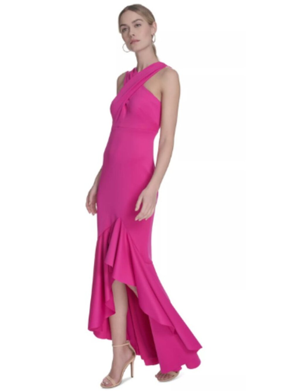 Eliza J Pink Cross Neckline with a High Low Hem Size 14